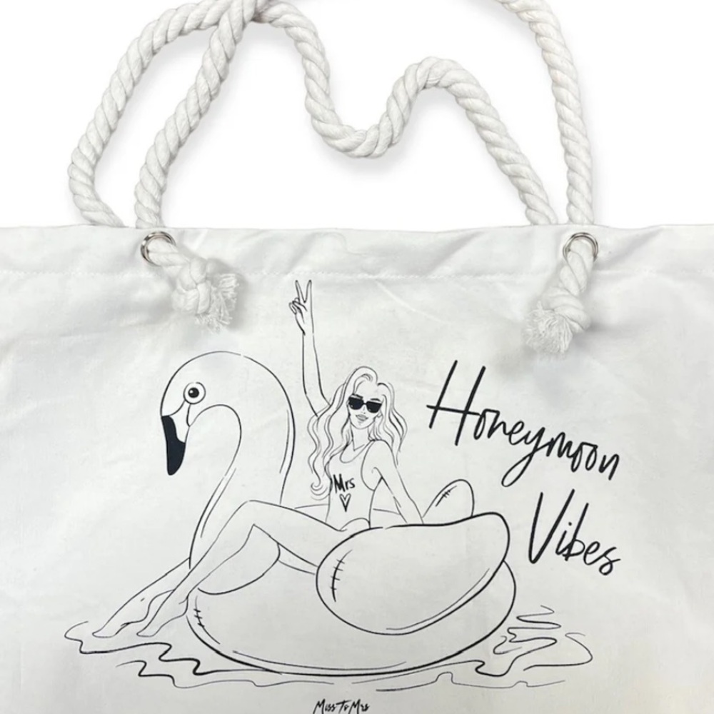 Miss to Mrs | Honeymoon Vibes Canvas Beach Bag